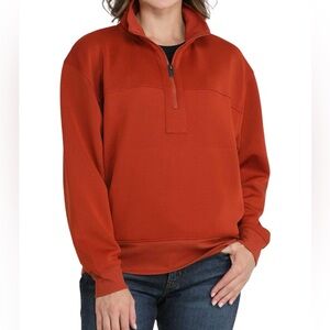 Cinch NWT❗️Logo Sleeve 1/4 Zip Pullover Sweatshirt Women’s XL Rust